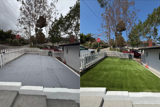 Before and after lawn project