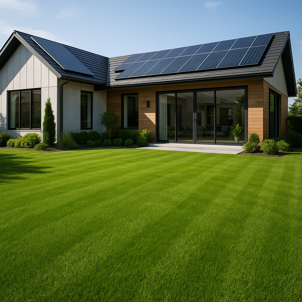 Beautiful lawn with turf installation